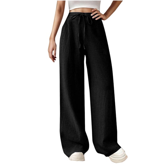 Women's Pants Fashion Casual Pants For Women Pure Salad Rope High Waisted Casual Cotton