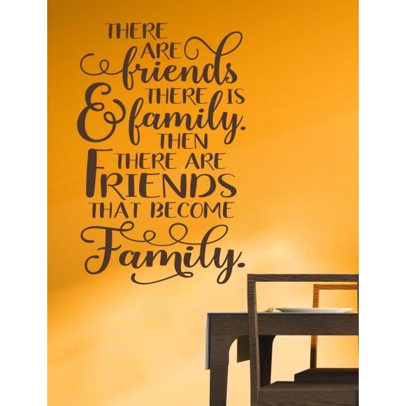 Wall Decals Vinyl Lettering for Home Decor Friends Become Family Quotes 36x23-Inch Chocolate Brown