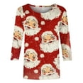 thumbnail image 5 of Lolmot 3/4 Length Sleeve Womens Tops Christmas Snowflakes Snowmen Christmas Tree Printed Loose Fit Blouse Tunic Fashion Plus Size Round Neck Shirt Tee Fall Holiday Tops, 5 of 5