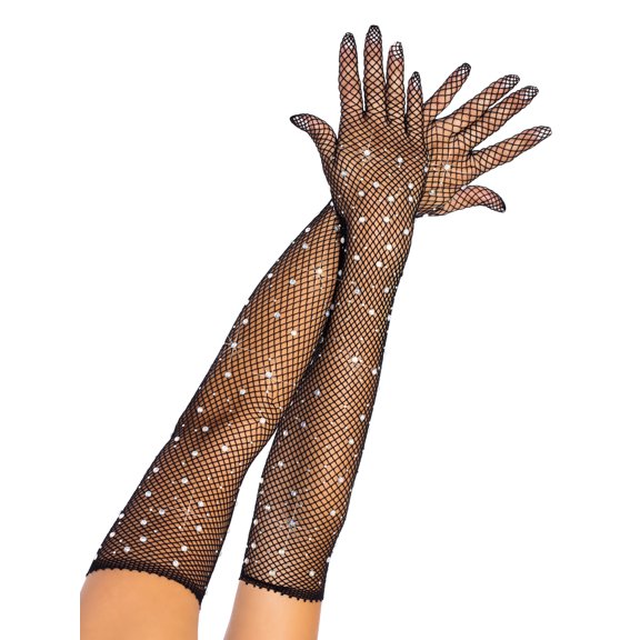 Leg Avenue Women's Rhinestone Fishnet Long Gloves