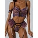 thumbnail image 2 of Floral Embroidery Lingerie Set, Sexy Chain Cami Crop Top Bra & Hollow Thong Panties, Women's Sexy Lingerie & Underwear, 2 of 5