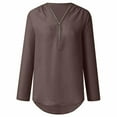 thumbnail image 3 of SDNall Womens Summer Long Sleeve Zip Casual Tunic V-Neck Rollable Blouse Tops, 3 of 9