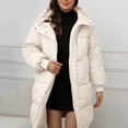 thumbnail image 5 of Women's 2025 Long Puffer Hooded Coat, Knee-Length Thickened Winter Jacket, Oversized Quilted Parka, Loose Fit Warm Coat, Casual Winter Outerwear Beige L, 5 of 7