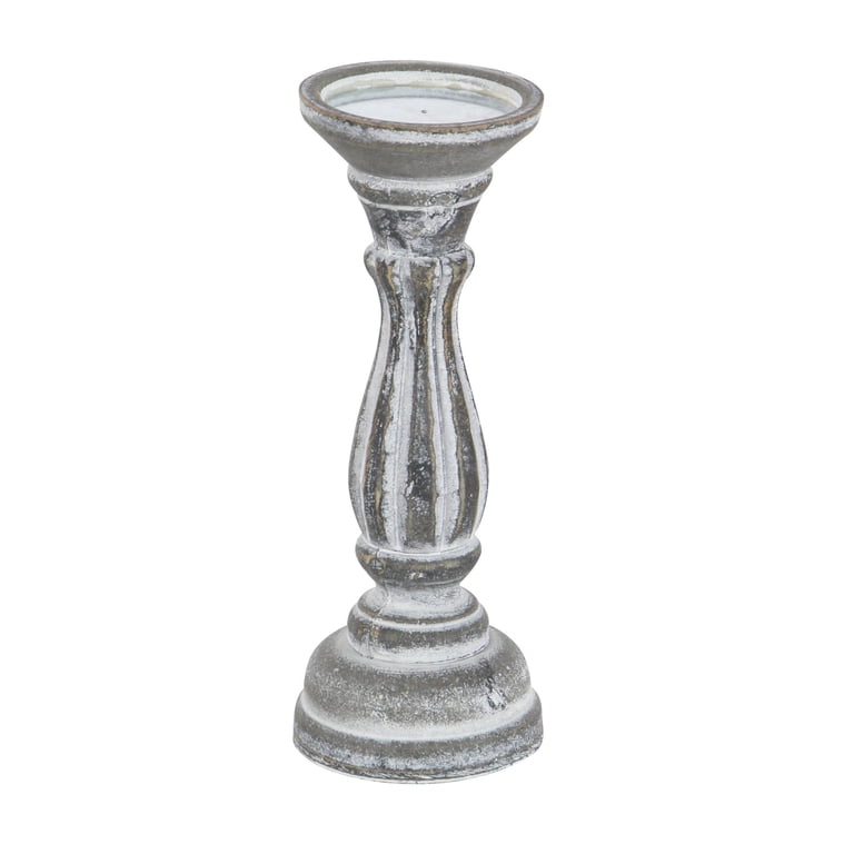 DecMode Gray Wood Pillar Candle Holder Set, 3-Piece photo 7