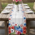 thumbnail image 4 of 4th of July Table Runner 70 Inches, Red Blue Independence Day Floral Star Vintage Bed Runner Dresser Scarves Tabletop for Indoor Outdoor Parties/Ceremony/Banquet, 13" x 70", 4 of 9