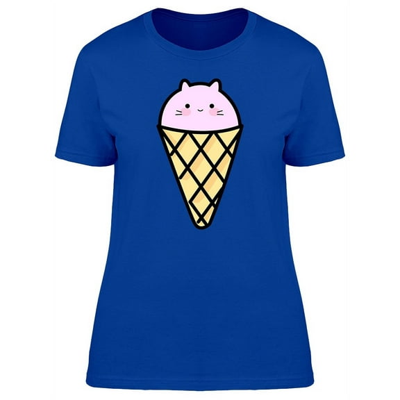 Cartoon Ice Cream Cat T-Shirt Women -Image by Shutterstock, Female Small