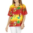 thumbnail image 5 of HAPPY BAY Women's Beach Funny Santa Claus Blouse Shirt Top Flamingo Shirts Short Sleeve Hawaiian Christmas Tree Dresses for Women XXL Santa Surf, Orange, 5 of 7