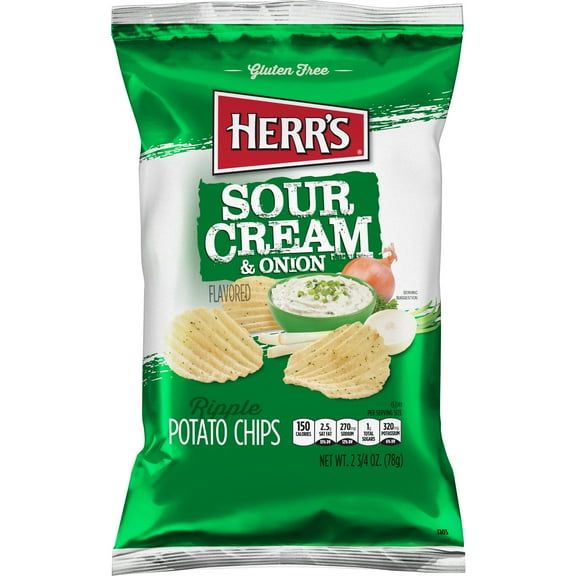 Herr's 2.75 oz. Sour Cream & Onion Ripple Chips