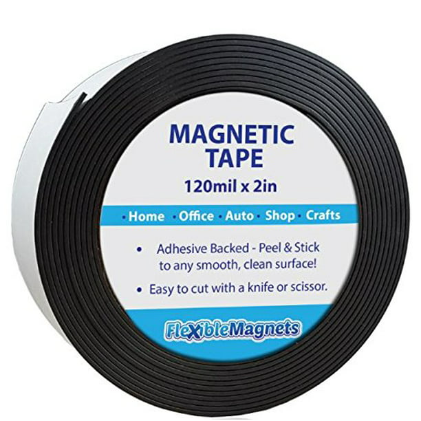 Adhesive Magnetic Strip - 120 Mil Thick - Incredibly Strong Adhesive Magnetic Tape - 2" wide x 10 Feet - The and THICKEST Magnetic strip on the market! - Walmart.com