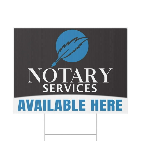 Notary Services, Notary Public Yard Sign, 18x12, 24x18, 36x24, Double Sided H-Stake Included, v1
