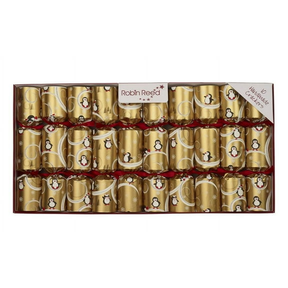 Robin Reed Playful Penguin Gold Party Crackers