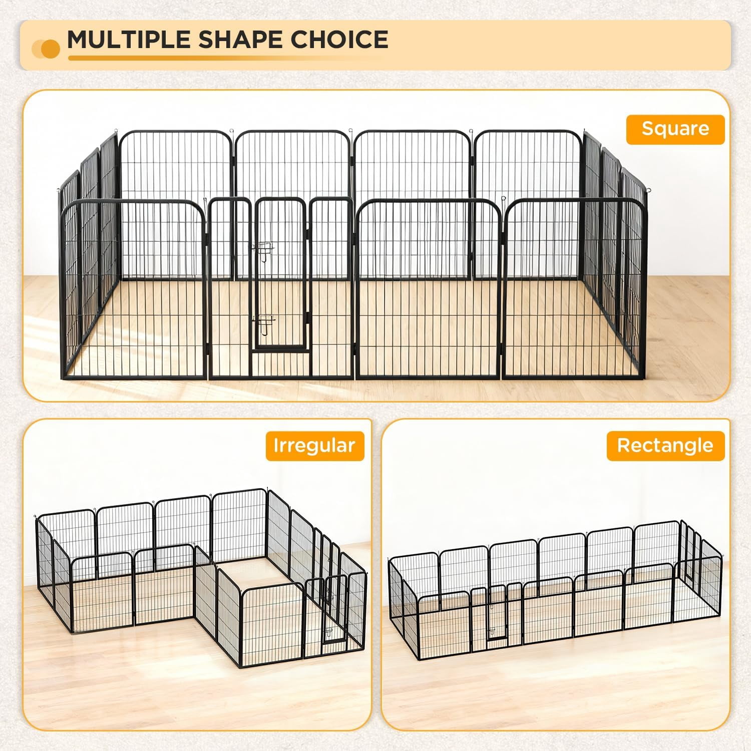 Indoor Dog Playpen,40inch 16 Panels Dog Pen Fence Outdoor Pet Playpen Pet Exercise Pen for RV Camping Yard, Black