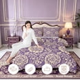 thumbnail image 3 of Erosebridal Purple Floral Vine Full Size Comforter Sets,Cream Damask Motif Bedding Comforter Set,3 Pieces,1 Comforter and 2 Pillowcases,Light Gray Reversible, 3 of 7