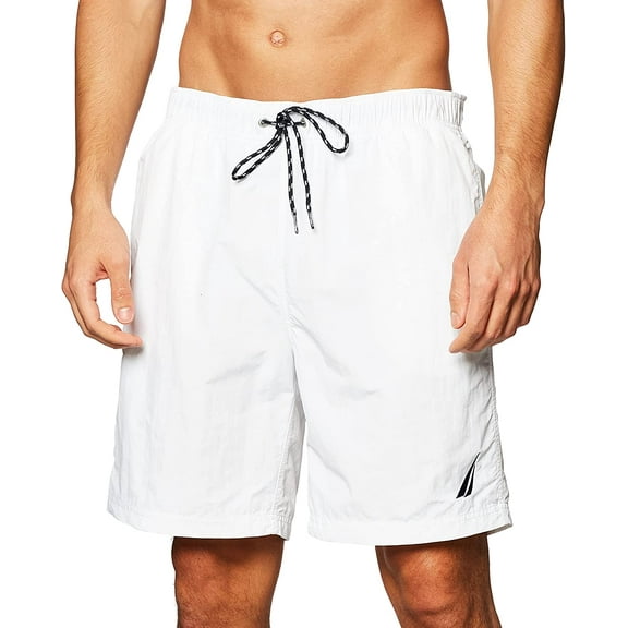 Nautica Mens Standard Solid Quick Dry Classic Logo Swim-Trunk XX-Large Bright White