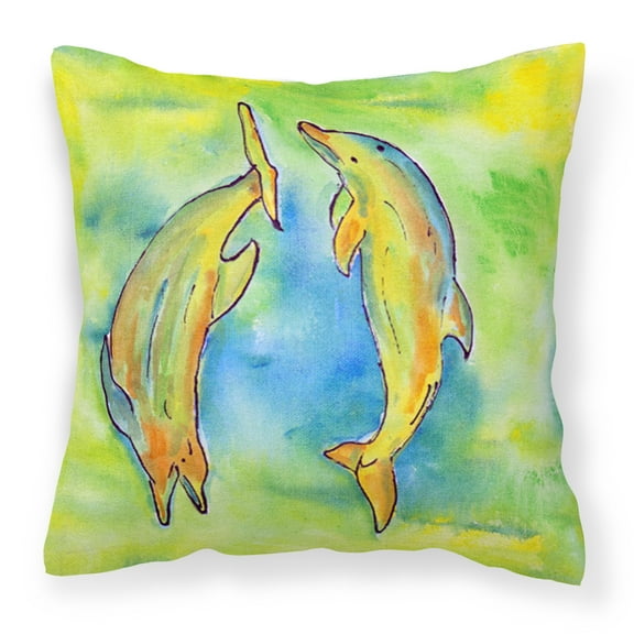 Carolines Treasures 8380PW1414 Dolphin Fabric Decorative Pillow, 14Hx14W, multicolor