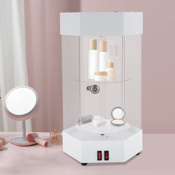360° 10.63*18.9in Electric Acrylic Jewelry Rotating Clear Display Case with Built in LED