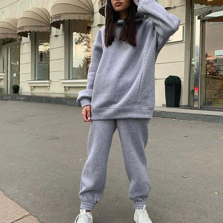 Grey joggers womens outfit sale