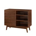 thumbnail image 4 of Walker Edison Mid-Century Modern Wood Kitchen Buffet Sideboard with Bottle Storage Entryway Serving Wine Storage Doors Dining Room Console 36 Inch, Walnut, 4 of 5