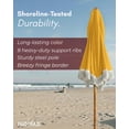 thumbnail image 4 of Punchau 6 Ft Fringe Patio Umbrella - Outdoor Umbrella for Patio, Pool, Table, Garden, Deck, & Beach - Push Button Tilt Pole - Fashionable Boho Vintage Tassels & Wood Print - Yellow, 4 of 7