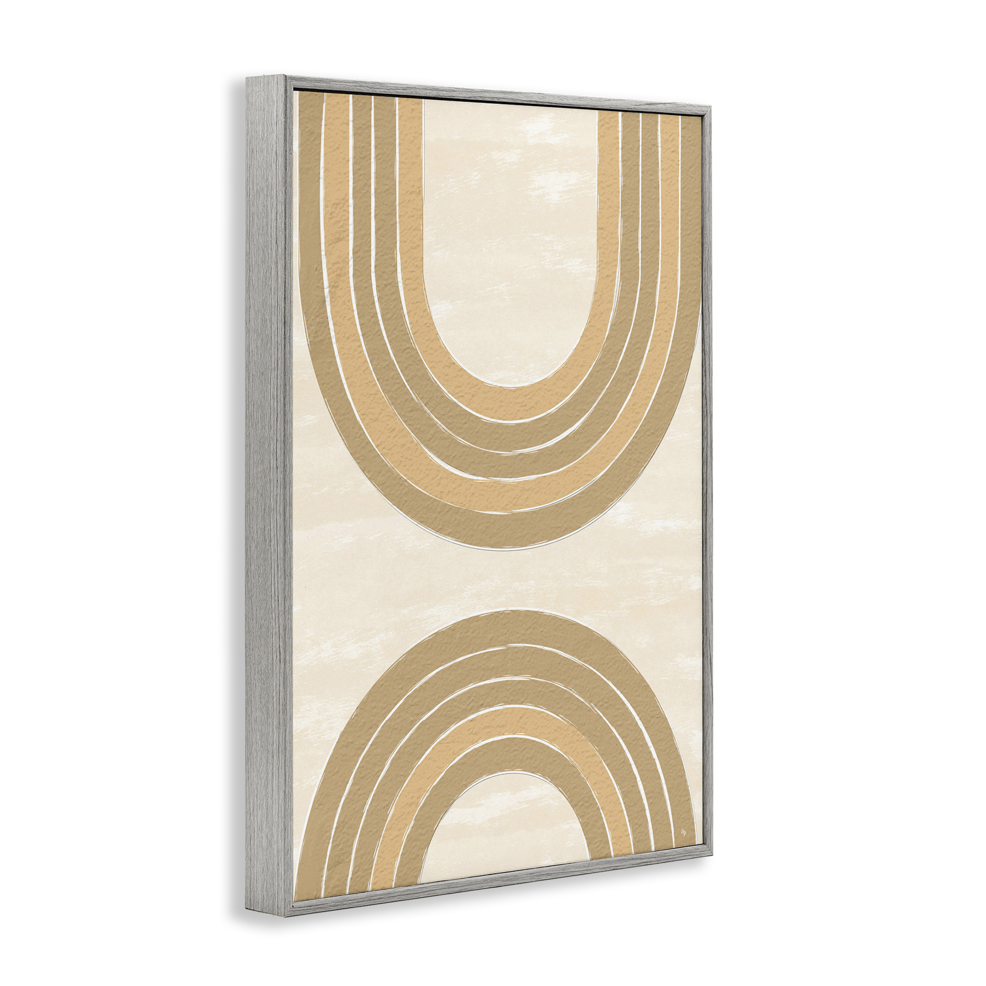 Stupell Industries Neutral Rainbow Arches Abstract Painting Gray Framed Art Print Wall Art, 20 x 30