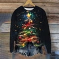thumbnail image 4 of Christmas Sweatshirts Women Long Sleeve Pullovers Christmas Tree Graphic Tops Fleece Brushed Sweatshirt Santa Claus Shirts Shining Lights Clothes Loose Casual Outfits Garland Top, 4 of 4