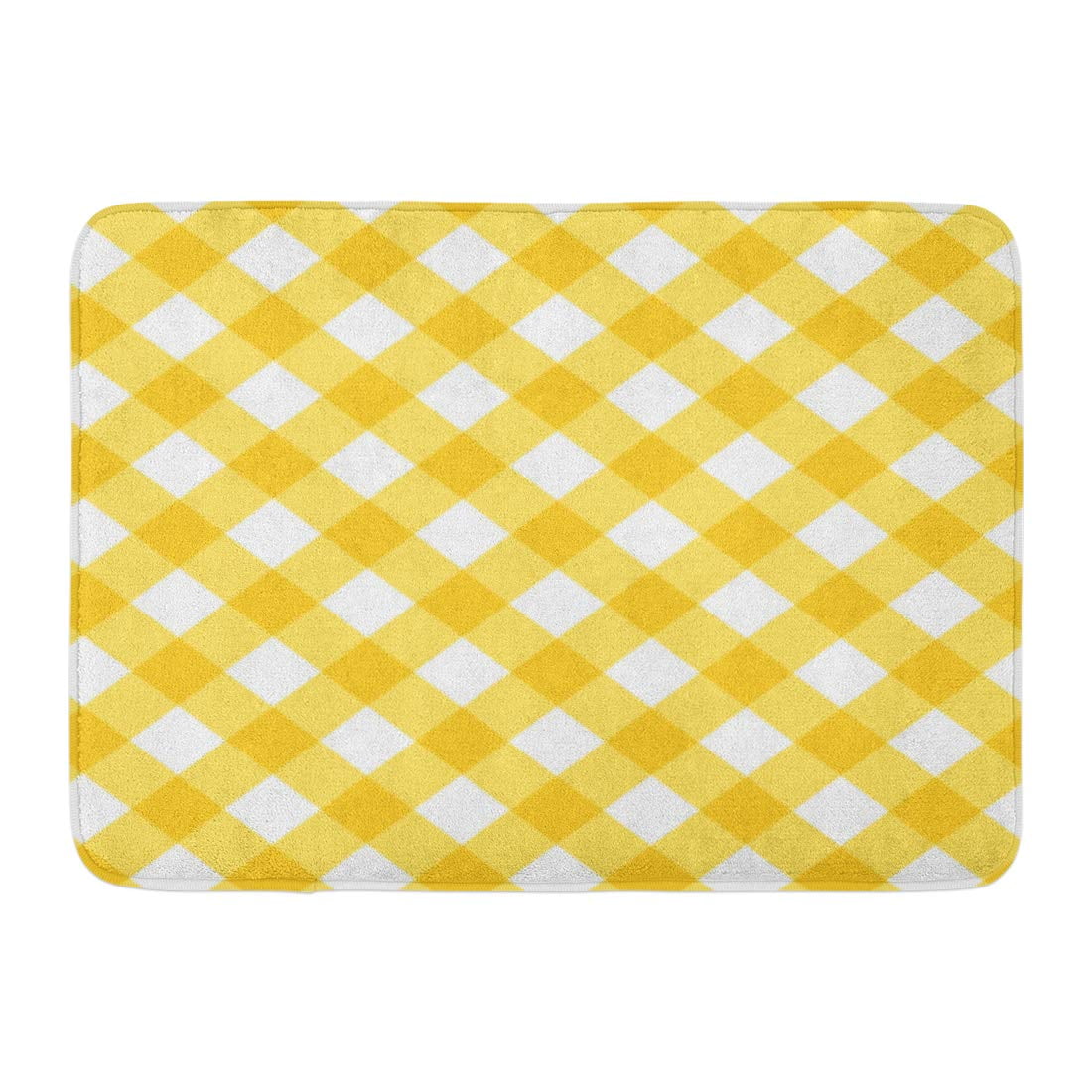 GODPOK Yellow Bakery Orange Tartan Plaid White Abstract Breakfast Rug ...