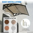 thumbnail image 2 of GUANSU-CN Polycarbonate Window Door Awning Canopy Brown with Black Bracket 40 Inch x 120 Inch, 2 of 6