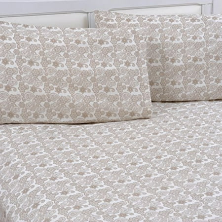 Mellanni 100 Cotton 4 Piece Printed Flannel Sheets Set Deep Mellanni 100 Cotton 4 Piece Printed Flannel Sheets Set Deep Pocket Warm Super Soft Breathable Bedding Twin Paisley Brown