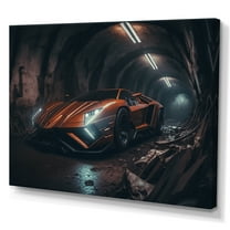 Designart Orange Bodykit Exotic Car Photography Canvas Wall Art