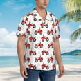 thumbnail image 3 of Balery Red Wheeled Tractors Camisas hawaianas de manga corta para hombre, camisas playeras de corte holgado, camisas de vacaciones con botones,X-Large, 3 of 7