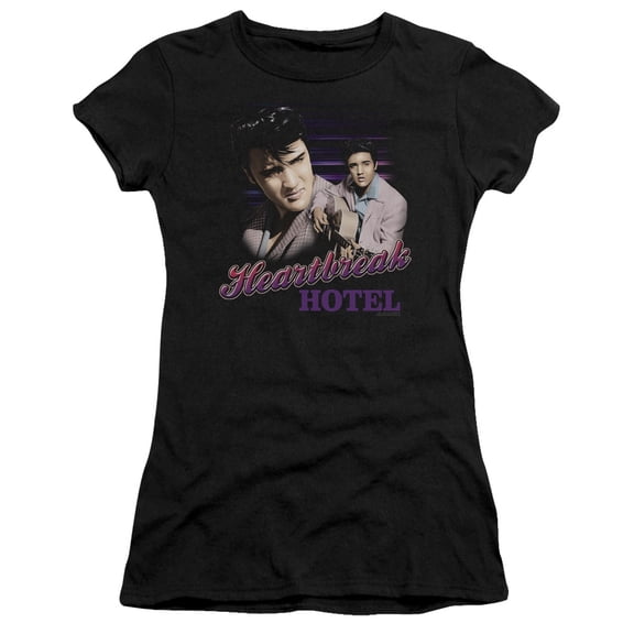 Elvis Presley Heartbreak Hotel Junior Women's Sheer T-Shirt Black