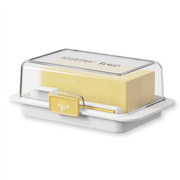 Butter Storage Box with Quantitative Cutting Spoon and Lid - Cheese Keeper, Refrigerator Butter Crisper for Freshness