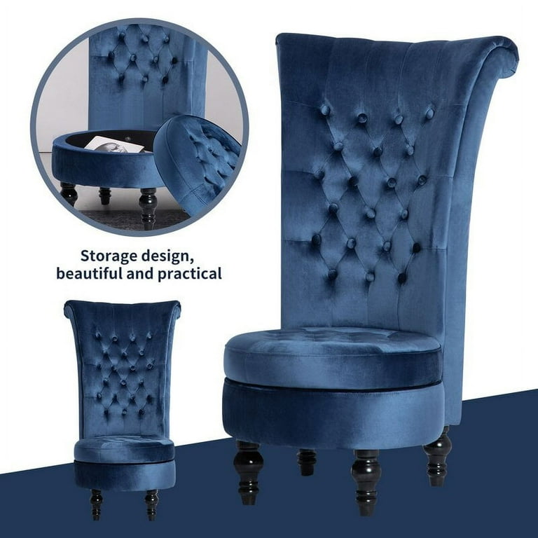 Living Room Chair Velvet High Back Accent Bedroom Chair Tufted