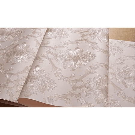 MOYISHI Victorian Damask Embossed Wallpaper Peel and Stick Wall Paper Mural for Bedroom Bathroom Living Room Home Decoration (53cmx3m, Light Pink)