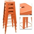 thumbnail image 3 of Lacoo Indoor-Outdoor 30'' Modern Tolix Style Metal Backless Light Weight Bar Stools with Square Seat, Orange, 3 of 8