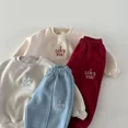 thumbnail image 3 of Spring Children's Hoodie Set Boys Letter Fleece Padded Sweatshirt and Pants 2Pcs Warm Casual Girls Pullover Suit Kid's Outfit, 3 of 6