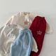 thumbnail image 3 of Conjunto con capucha de primavera para niños, sudadera y pantalones acolchados de lana con letras para niños, jersey informal cálido para niñas, traje para chico, 2 uds., 3 of 6