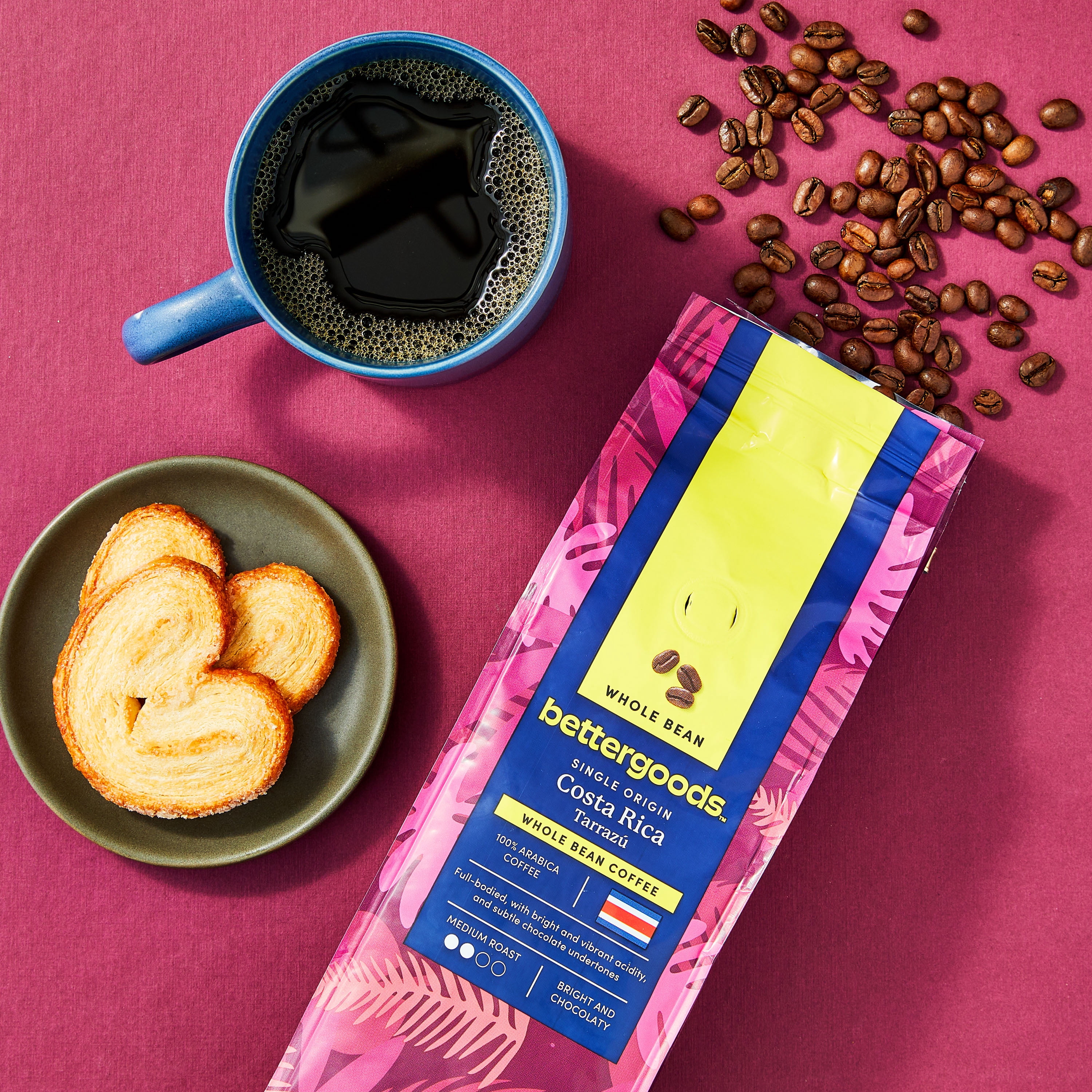 (6 pack) bettergoods Single Origin Costa Rica Tarrazu Whole Bean Coffee, Medium Roast, 10 oz