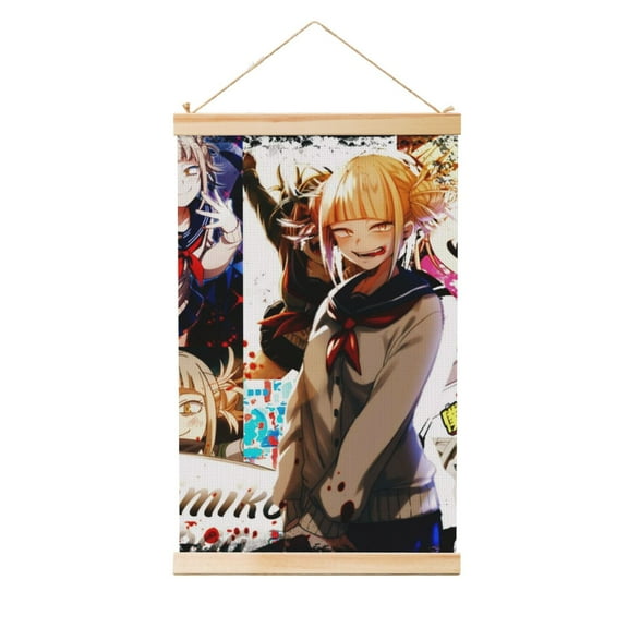 My Hero Academia Himiko Toga Wooden Shaft Hanging Poster Home Decor Poster Wall Art Painting For Living Room Bedroom 12"X18"