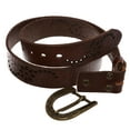 thumbnail image 3 of Snap On Soft Vintage Cowhide Full Grain Leather Floral Perforated Casual Belt, 3 of 3