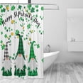 thumbnail image 2 of JOOCAR Happy St. Patrick's Day Shower Curtain, Green Clover Shamrock Leaf Irish Gnome Elf Design, Buffalo Check Plaid Decor Cloth Fabric Bathroom Curtains with Hooks Set 72 x 72 Inch, 2 of 6