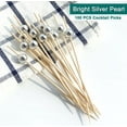 thumbnail image 2 of Cocktail Picks, Fancy Toothpicks for Appetizers, 4.7 Inch 100 Pcs Bamboo Skewers, Wedding Party Toothpicks for Appetizers,Cocktail Sticks Food Picks for Charcuterie Appetizers Cups Silver Pearl, 2 of 5