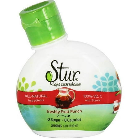Stur Water All-Natural Stevia Liquid Water Enhancer, Freshly Fruit Punch, 1.4 fl oz, (Pack of 3)