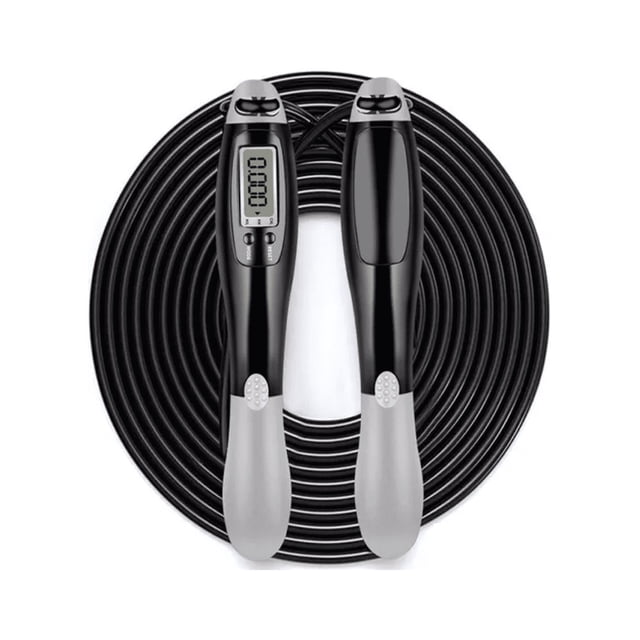 Cuerdas Para Saltar Ajustable, Con Contador, 2 Formas Gris/Negro