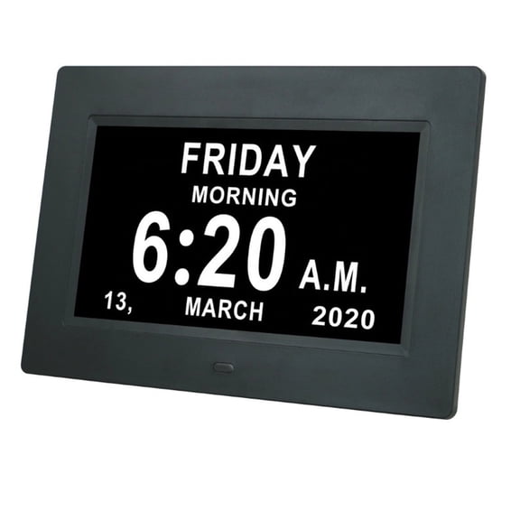 DESIGNICE 8 Inch Digital Day Dementia Clock for Seniors, Large Medication Reminders Calendar Clock with Day of the Week, Date Time for Elderly Vision, Black Dementia Clocks for Seniors