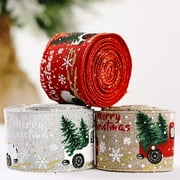 Zeus Ribbon Portable Eco-friendly Imitation Linen Christmas Printed Ribbon for Christmas