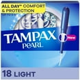 thumbnail image 1 of Tampax Pearl Tampons, with LeakGuard Braid, Light Absorbency, Unscented 18 count, 1 of 9
