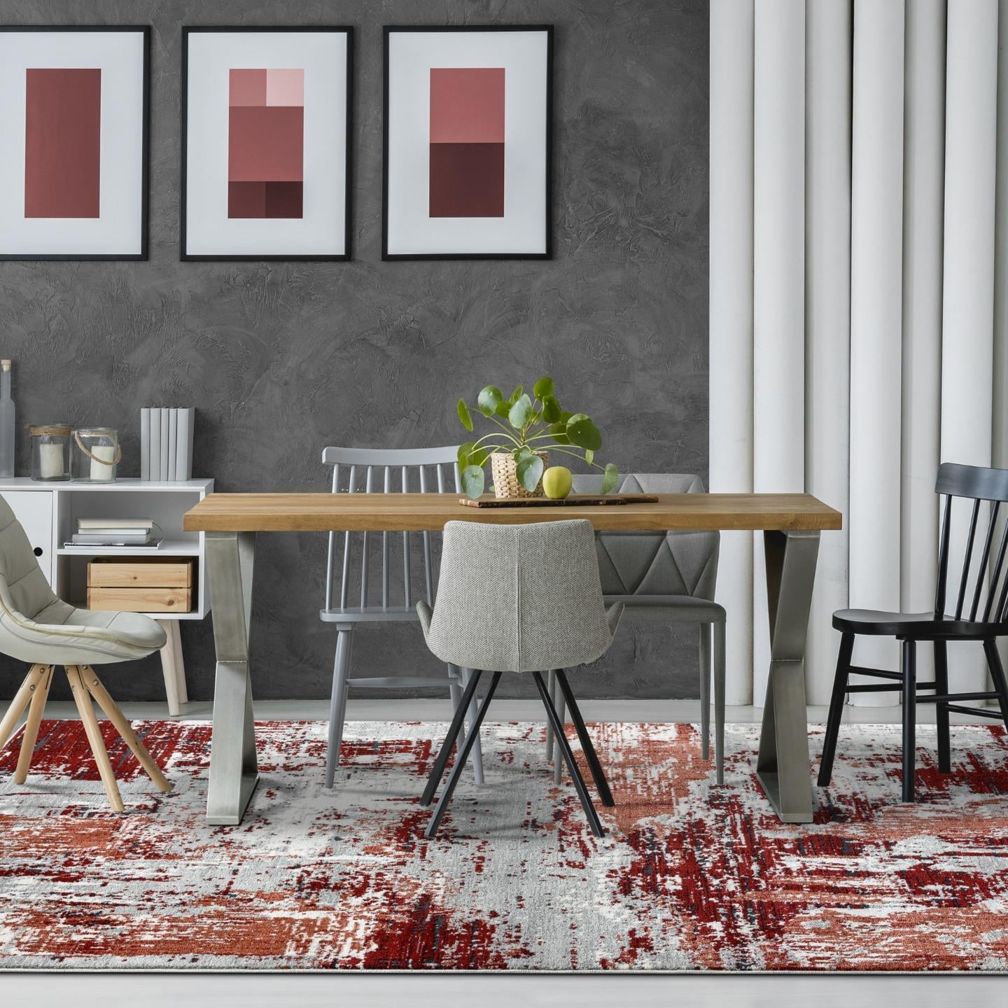Luxe Weavers Modern Abstract Distressed Red 8x10 Area Rug for Living Rooms and Bedrooms