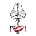 thumbnail image 2 of Chririnla Women's Watercolor American Flag Halter Bikini Set - Sexy Two-Piece Triangle Swimsuit with Tie Side - Perfect for 4th of July Beach & Pool Vacation, 2 of 9
