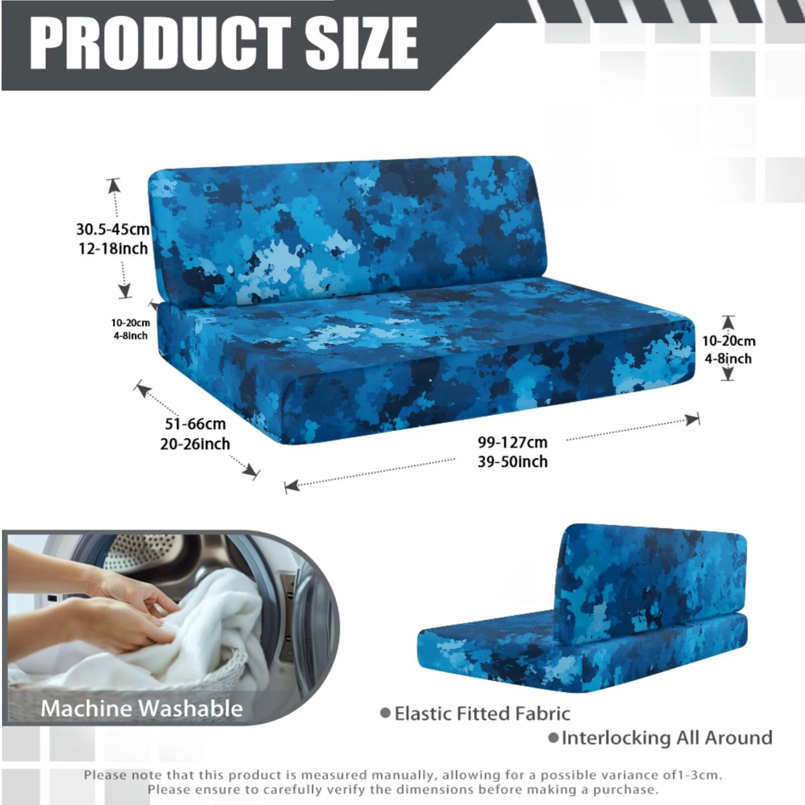 XYZCANDO Blue Camouflage Print RV Sofa Cover RV Couch Cushion Slipcovers Comfortable Loveseat Slipcovers for Travel Couch Stain Resistant Sofa Cover 2 Backrest Cover & 2 Bench Cover